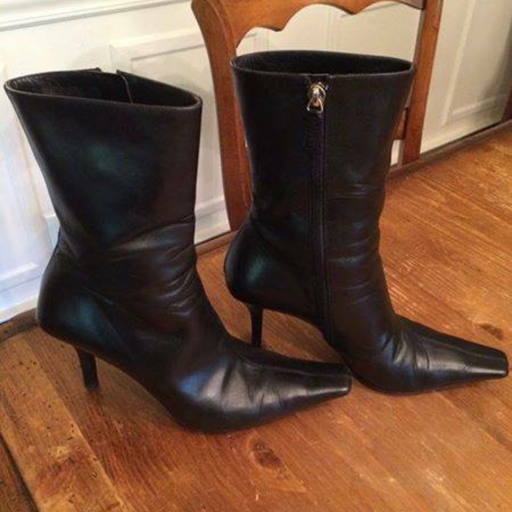 Black Leather Stiletto GUCCI Booties - Size 6